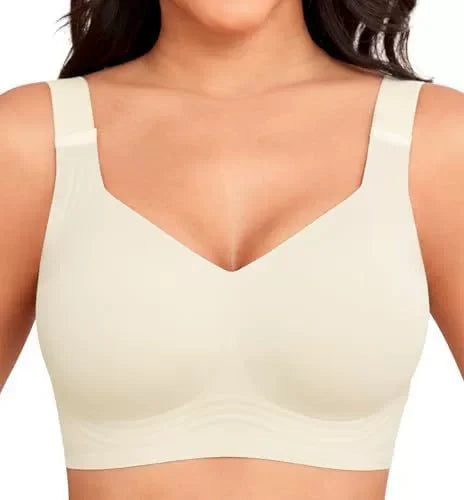 Womens Seamless Wireless Supportive Bra Push Up Comfort Soft No Underwire Full Coverage T-Shirt Bra